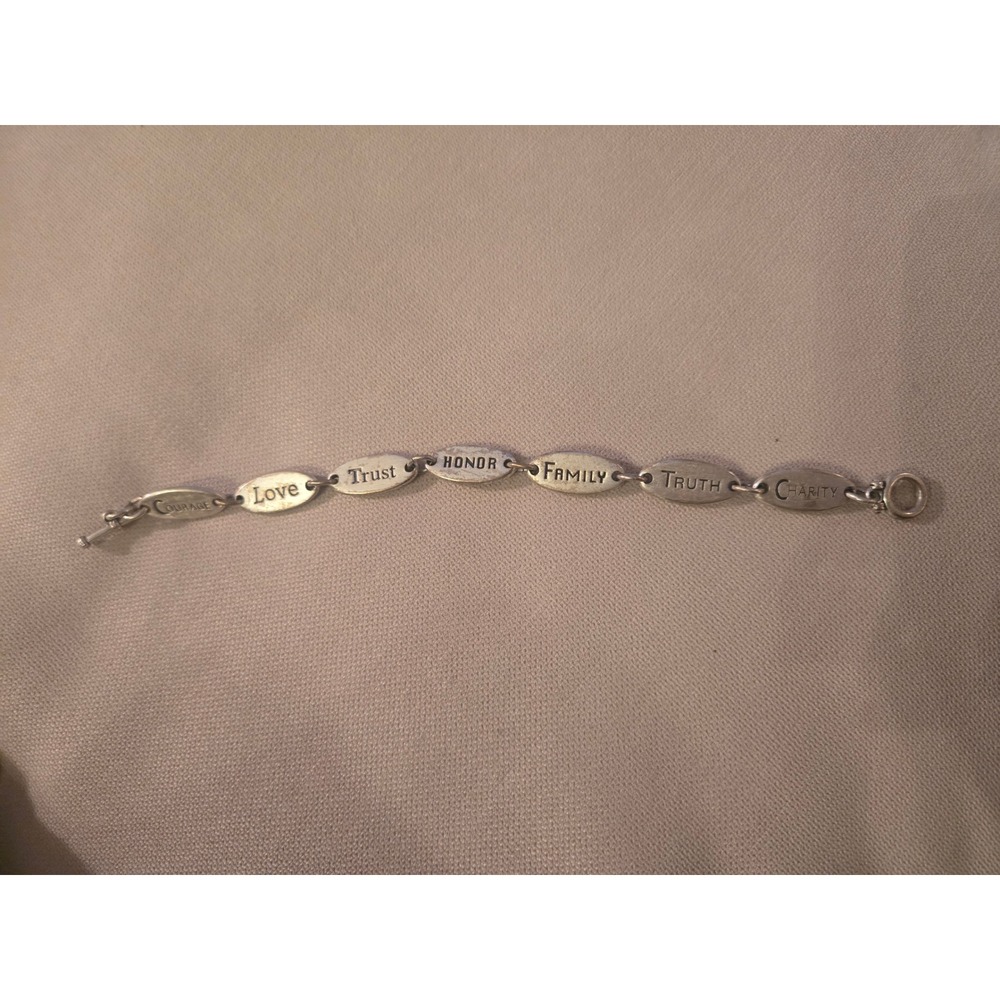 Inspirational Engraved Oval Link Toggle‎ Bracelet Silver Courage Love Family